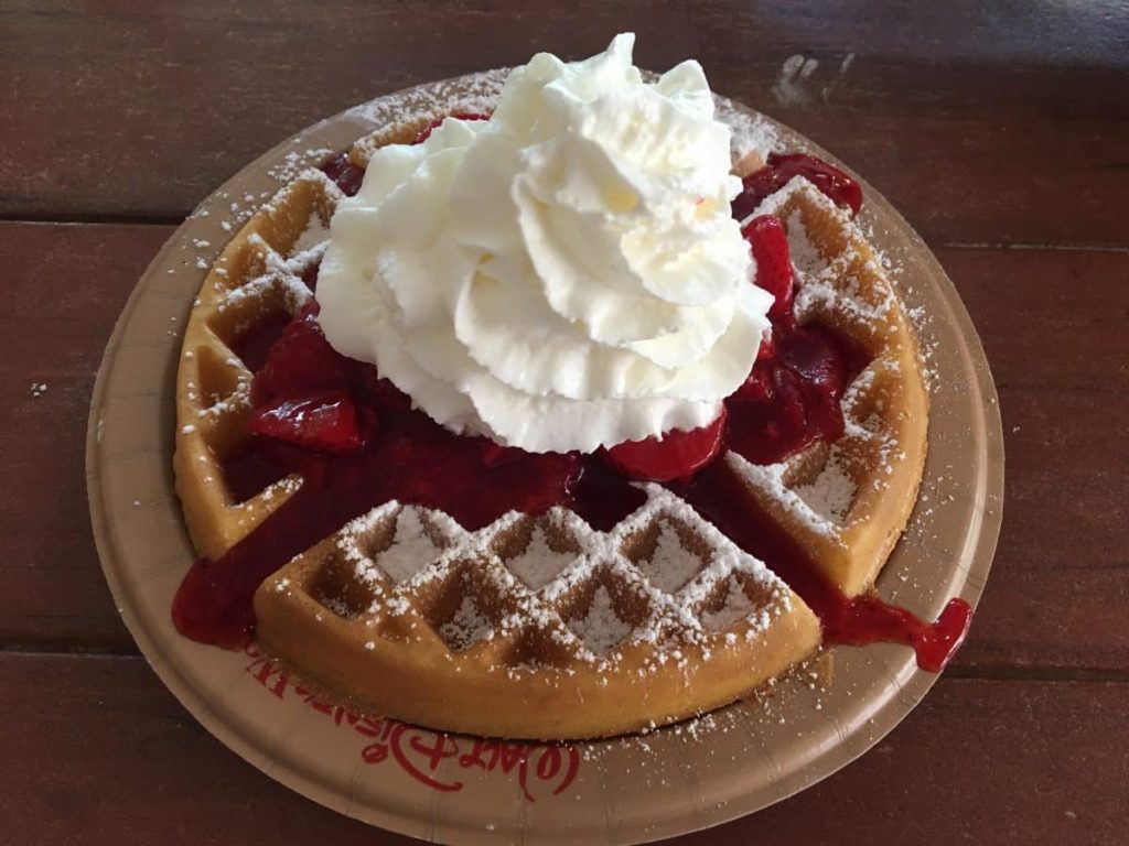 Waffle with Strawberries and Whipped Cream