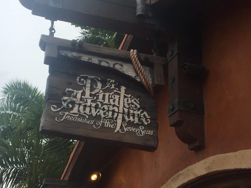 A Pirates Adventure Disney World hanging sign