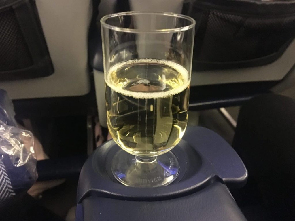 British Airways World Traveller Plus Welcome Drink