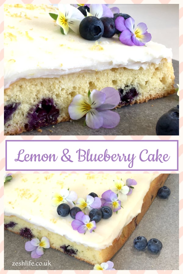 Lemon & Blueberry Traybake Cake Pinterest Pin