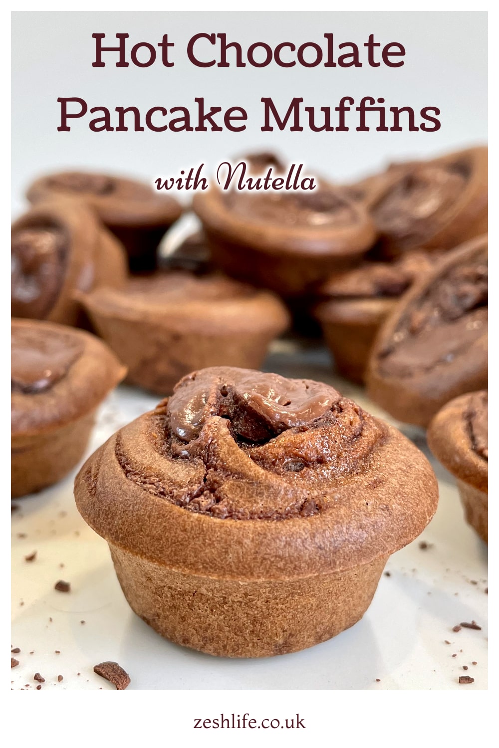 Hot Chocolate Pancake Muffins with Nutella