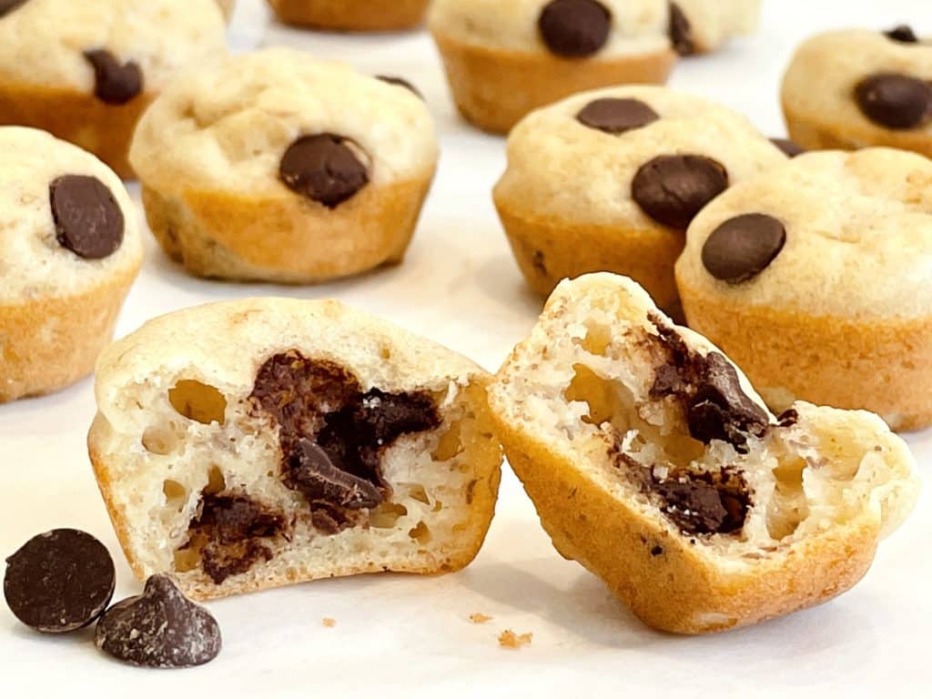 Mini Banana Pancake Muffins with Chocolate Chips