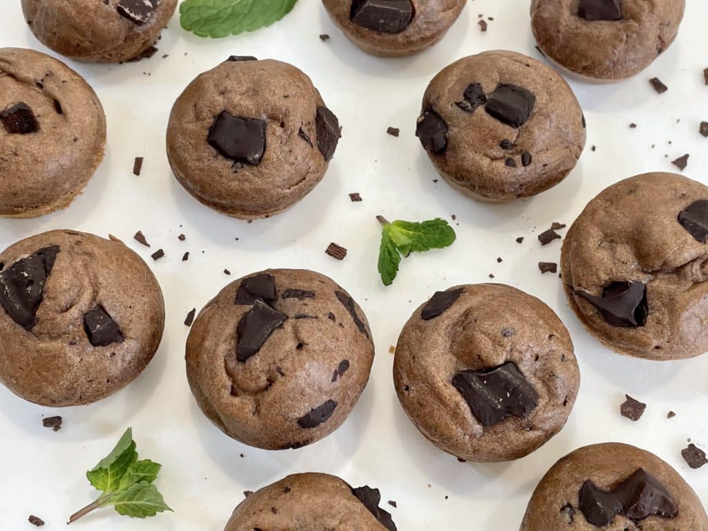 Mini Mint Hot Chocolate Pancake Muffins