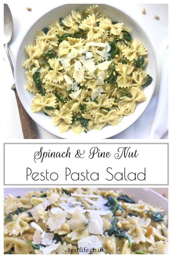 Pesto Pasta Salad Spinach Pine Nut Recipe Pinterest