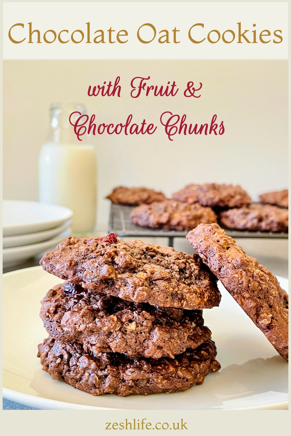 Chocolate Oat Cookies with fruit & chocolate chunks