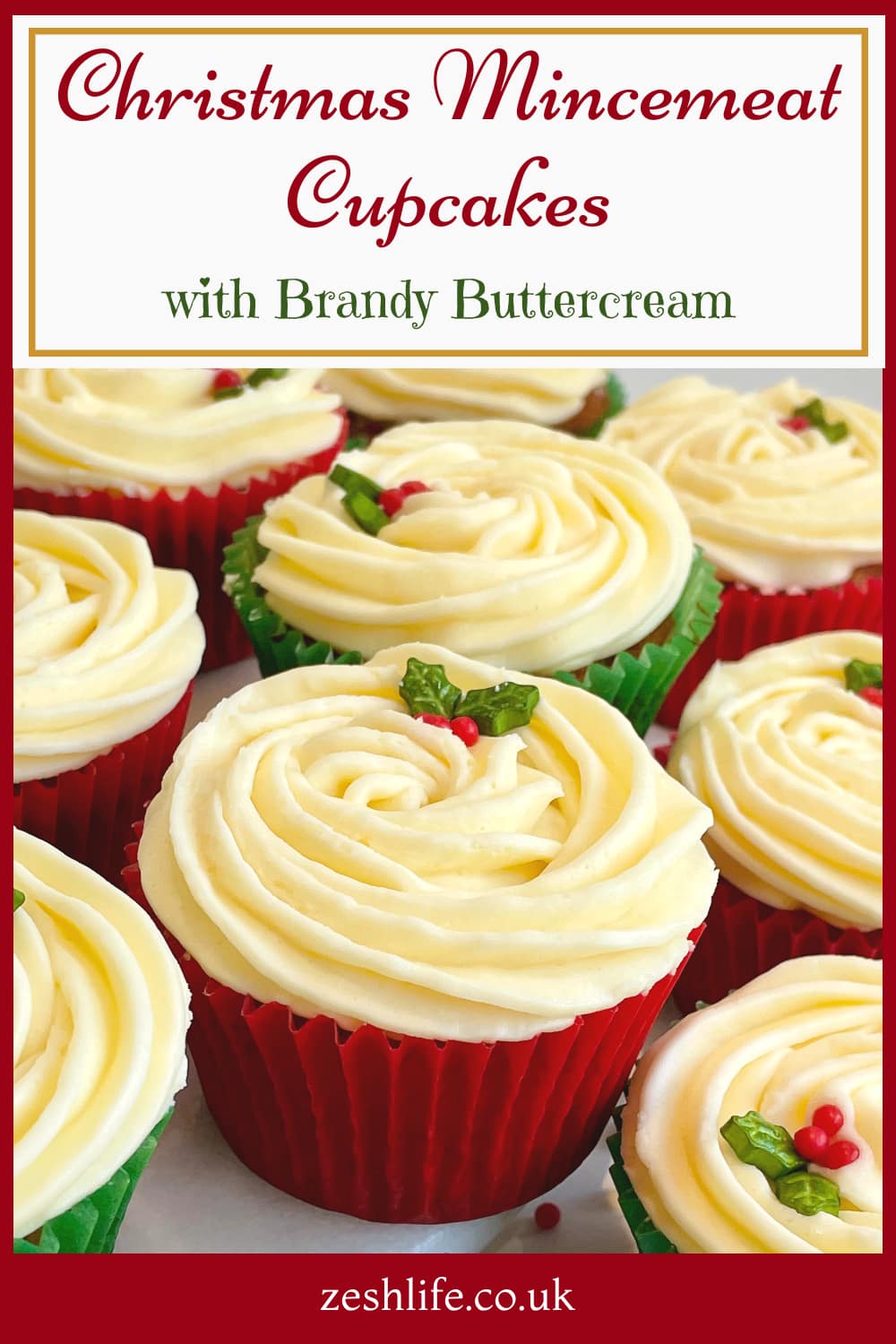 Christmas Mincemeat Cupcakes with Brandy Buttercream Pinterest Pin