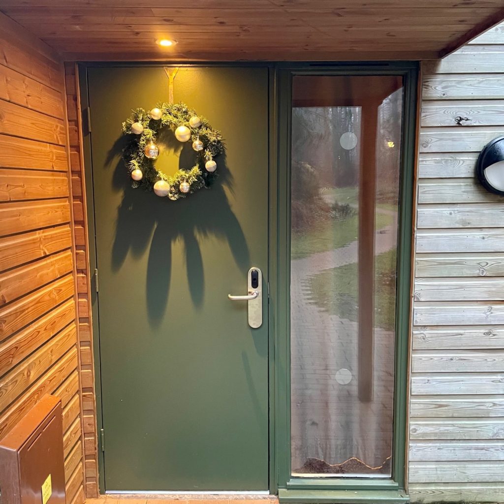 Christmas Wreath on Center Parcs Lodge door