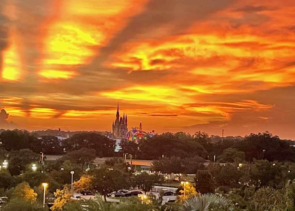 Sunset over Magic Kingdom from Contemporary Resort