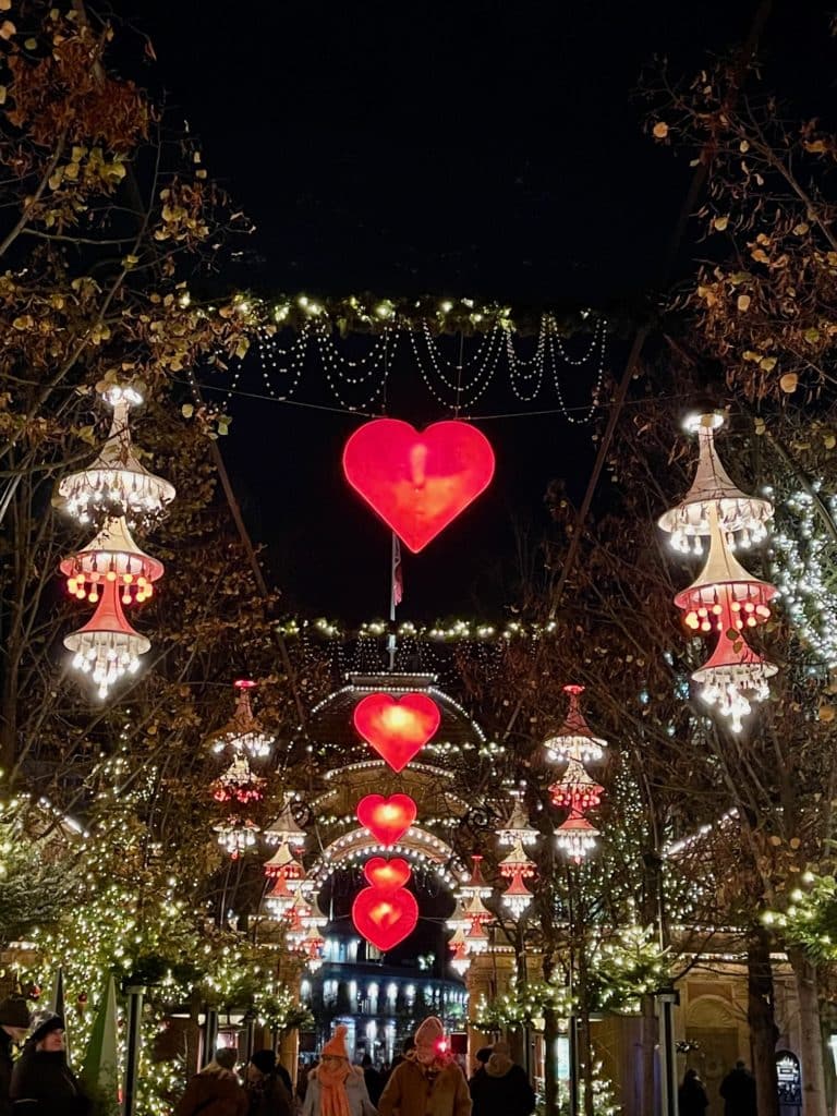 Tivoli Gardens Christmas Hearts above Walkway