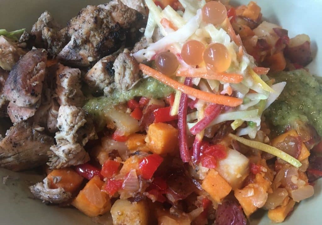 Satu'li Canteen Wood-Grilled Chicken Bowl with Red and Sweet Potato Hash